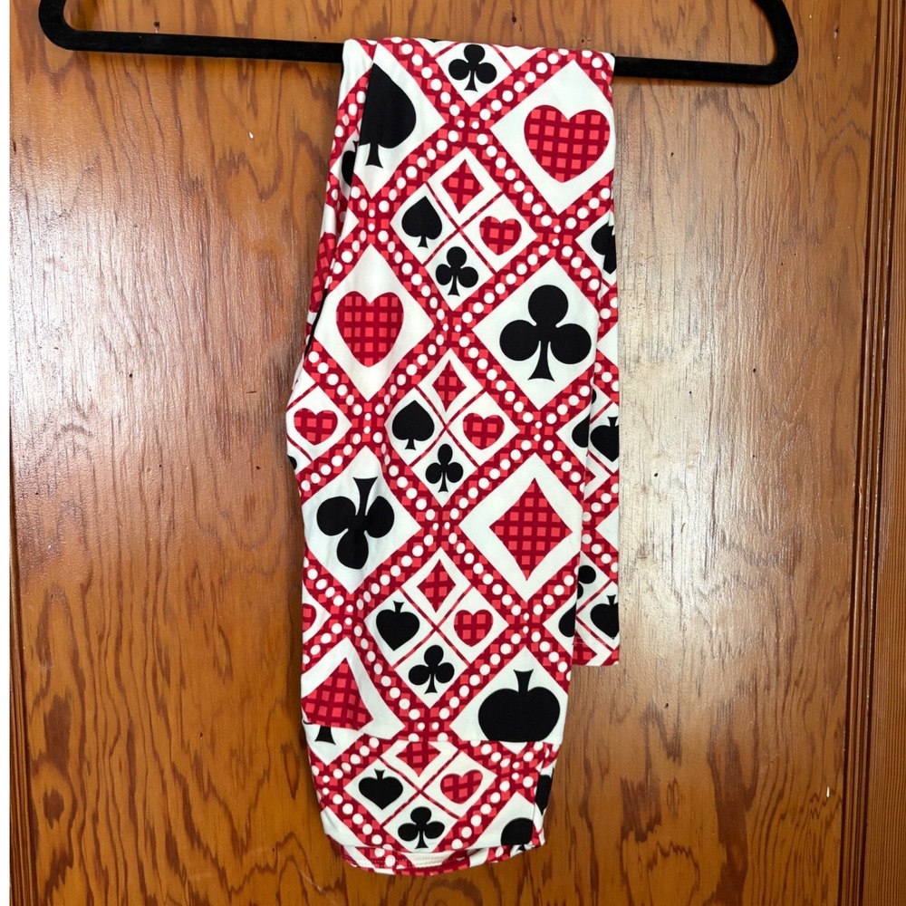 LuLaRoe OS Leggings Casino Playing Cards Poker Hearts Spades Diamonds Clubs